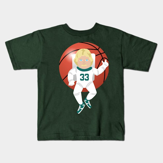 Bird Astronaut Basketball Celtics 33 Kids T-Shirt by cecatto1994